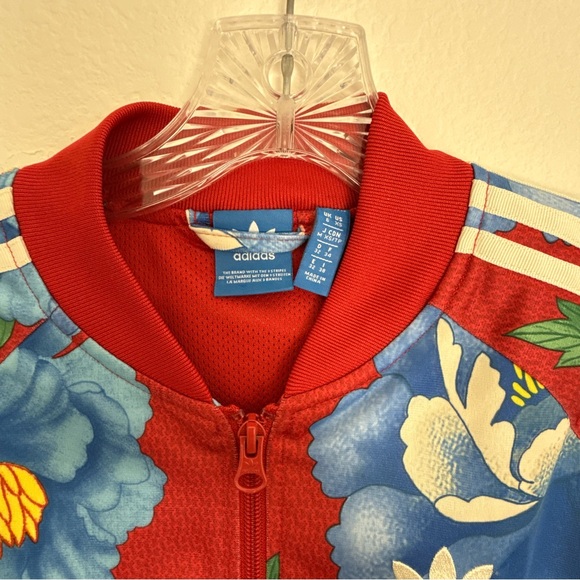 Adidas Red and Blue Floral Print Jacket Size XS - Picture 4 of 15